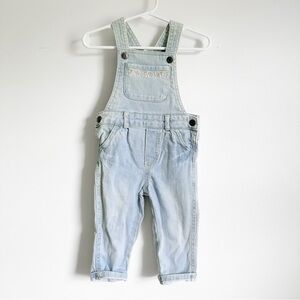Carter’s Blue floral Embroidered Lightwash Denim overalls 12M